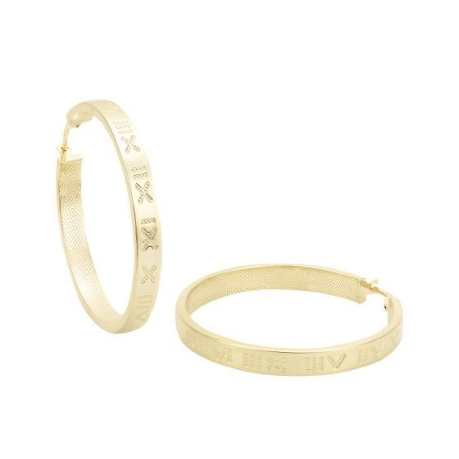 Joyeria Cristal Joyas | Arracadas Numeros Romanos Oro 14K - 30 Mm