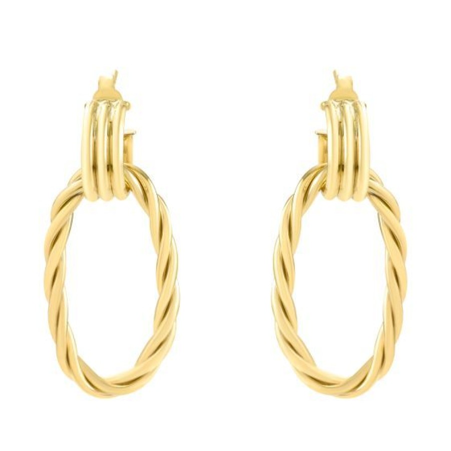 Joyeria Cristal Joyas | Aretes Cuerda Oro 14K