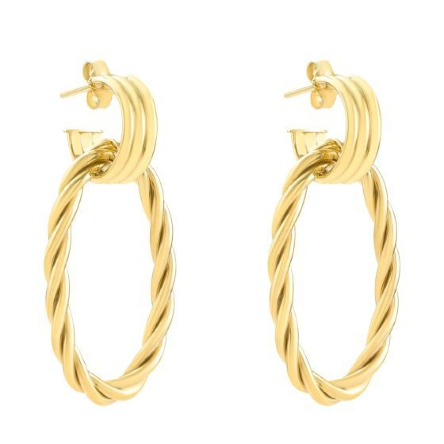 Joyeria Cristal Joyas | Aretes Cuerda Oro 14K