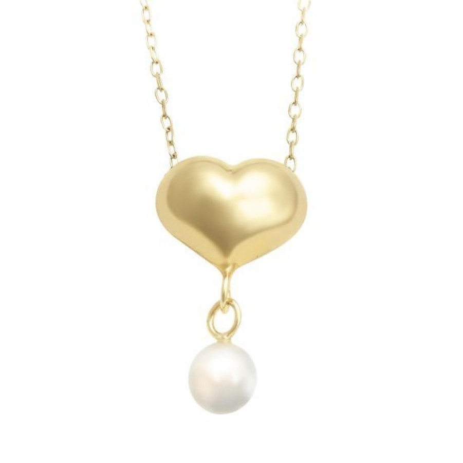 Joyeria Cristal Joyas | Gargantilla Corazon Y Perla Freshwater Oro 14K